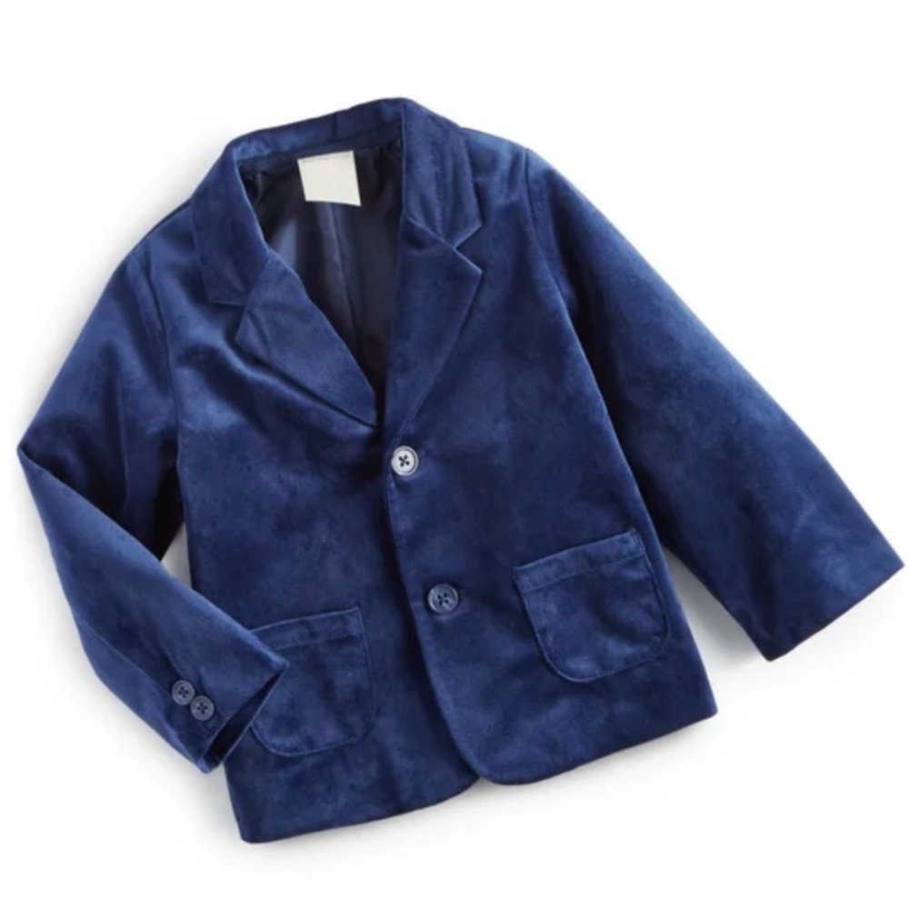 NWT First Impressions Baby Boy Blue Velvet Blazer Thanksgiving Christmas